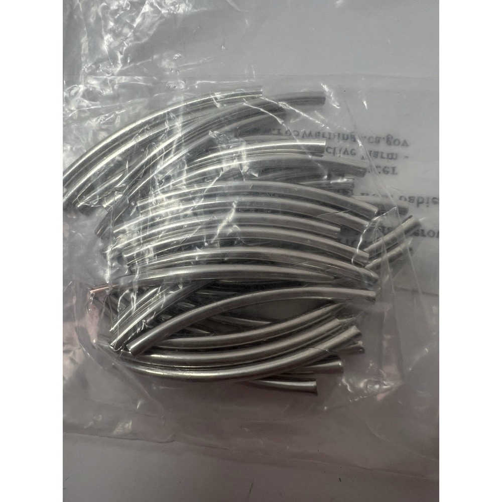 Unbranded Brass Curved Tube Beads Unisex OS Silver New 30Pcs Noodle Spacers